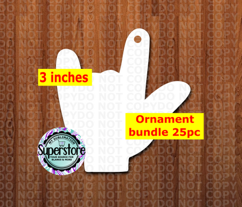 ASL hand - WITH HOLE - ornament bundle price - MDF sublimation blanks