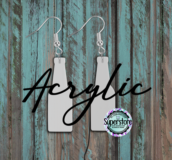 Clear Acrylic Beer Bottle  Earrings -  5 & 10 pairs 1.5 & 2 inch size - Sublimation Acrylic