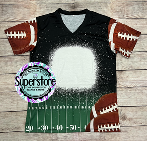 Football bleach sublimation t-shirt v-neck style - cotton feel