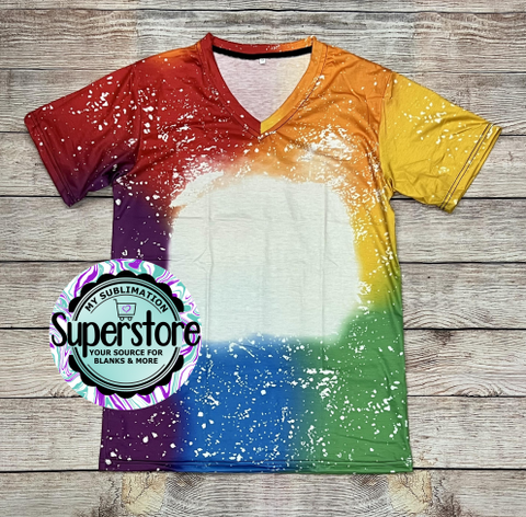 Colorful bleach sublimation t-shirt v-neck style - cotton feel