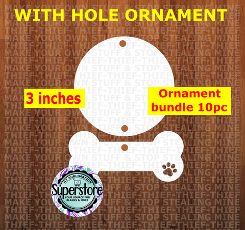 2pc Round with bone - with hole - Ornament Bundle Price