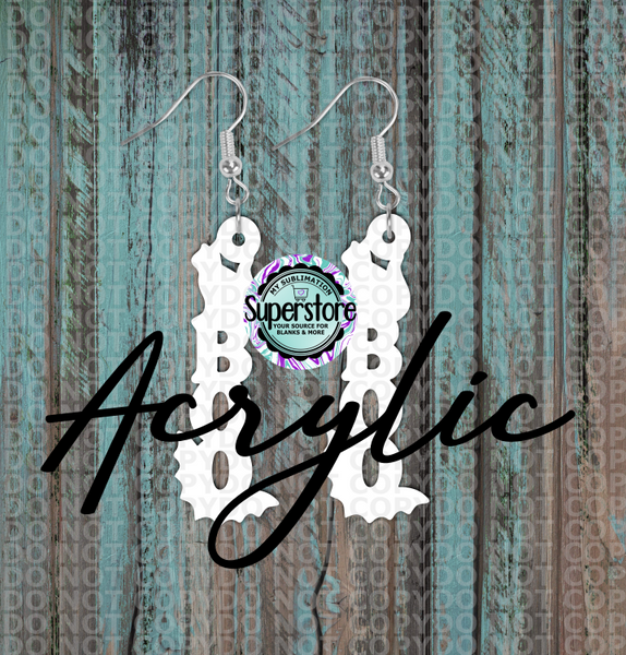 Clear Acrylic Boo Cat -  Earrings -  5 & 10 pairs 1.5 & 2 inch size - Sublimation Acrylic