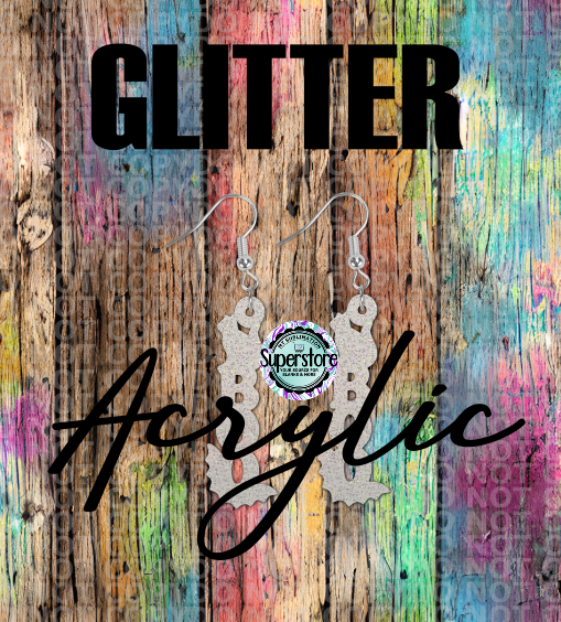 Glitter Acrylic Boo Cat Earrings  - 5 & 10 pairs 1.5 & 2 inch size - Sublimation Acrylic