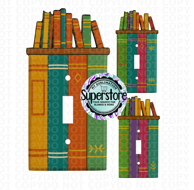 Digital Download - Book Case Light Switch Cover Bundle - for our sublimation blanks