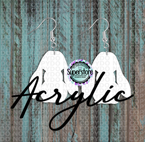 Clear Acrylic Floppy Bunny -  Earrings -  5 & 10 pairs 1.5 & 2 inch size - Sublimation Acrylic