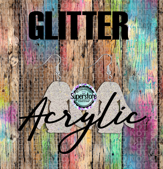 Glitter Acrylic Floppy Bunny -  Earrings - 5 & 10 pairs 1.5 & 2 inch size - Sublimation Acrylic (Copy)