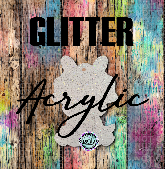 GLITTER Bunny Triceratops Dino -  With or Without Hole  - Sublimation Acrylic