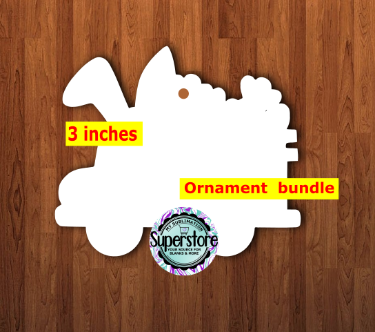 Bunny Firetruck  - With or Without Hole - bundle price - MDF sublimation blanks