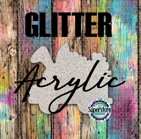 GLITTER Bunny Firetruck -  With or Without Hole  - Sublimation Acrylic