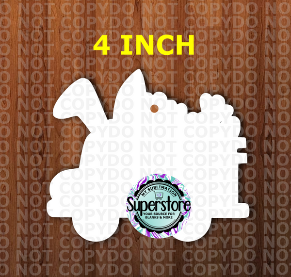 (4 inch) - Bunny Firetruck - With or Without Hole - MDF Single Sided