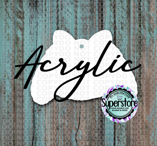 Clear Acrylic - Bunny Head With Bow -  With or Without Hole  - Sublimation Acrylic