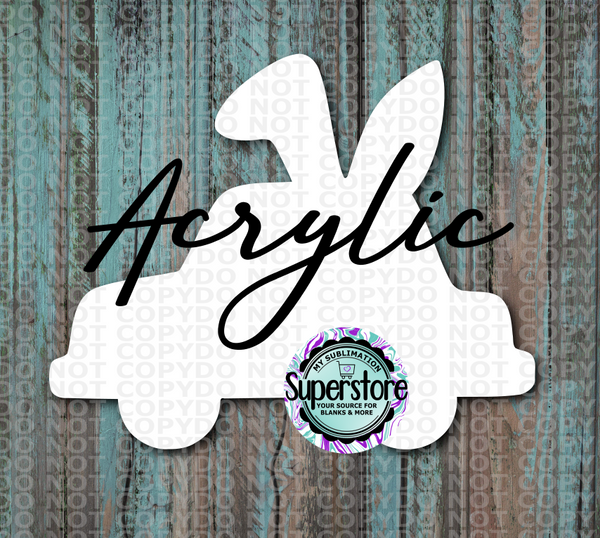 Clear Acrylic -  Bunny Car -  With or Without Hole  - Sublimation Acrylic