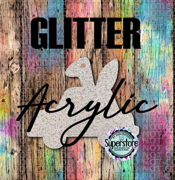 GLITTER Bunny Car -  With or Without Hole  - Sublimation Acrylic