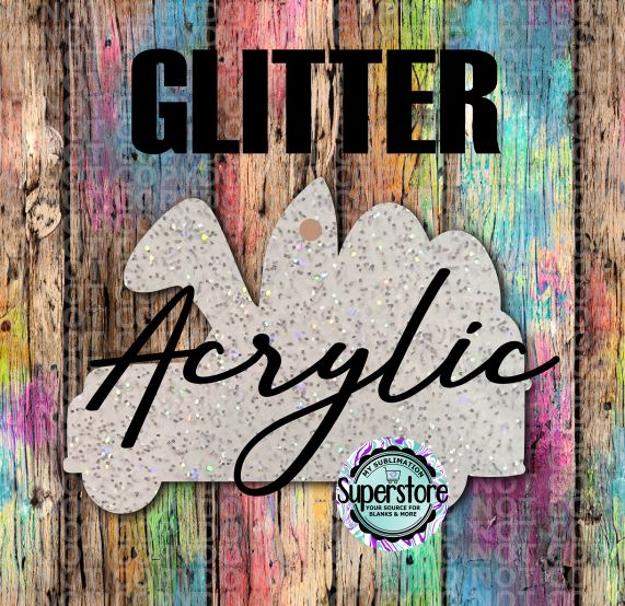 GLITTER Bunny Egg Truck -  With or Without Hole  - Sublimation Acrylic