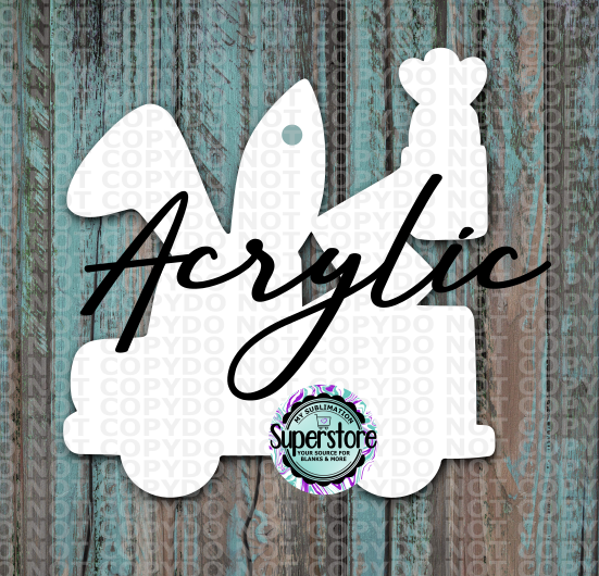 Clear Acrylic -  Bunny Lineman Truck -  With or Without Hole  - Sublimation Acrylic