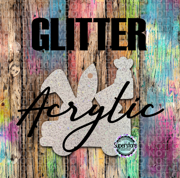 GLITTER Bunny Lineman Truck -  With or Without Hole  - Sublimation Acrylic