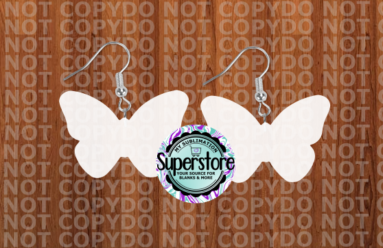 Opened Butterfly earrings size 1 inch - 1.5 inch or 2 inch MDF - BULK PURCHASE 10pair