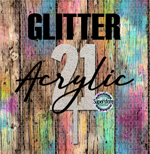 GLITTER Acrylic Number 21  topper - Sublimation Acrylic