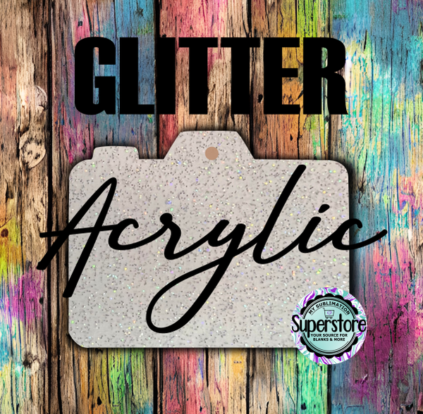 GLITTER Camera -  With or Without Hole  - Sublimation Acrylic