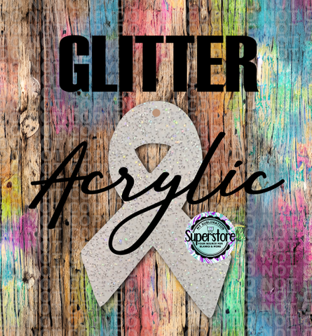 GLITTER Acrylic Cancer ribbon -  With or Without Hole  - Sublimation Acrylic