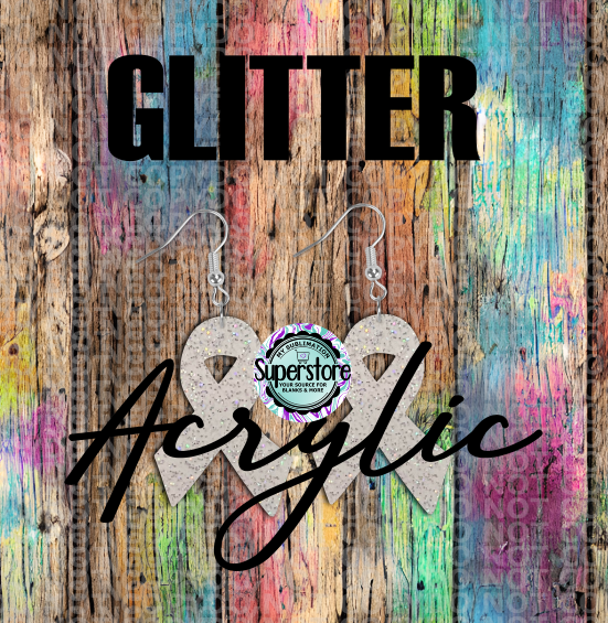 Glitter Acrylic Ribbon -  Earrings - 5 & 10 pairs 1.5 & 2 inch size - Sublimation Acrylic