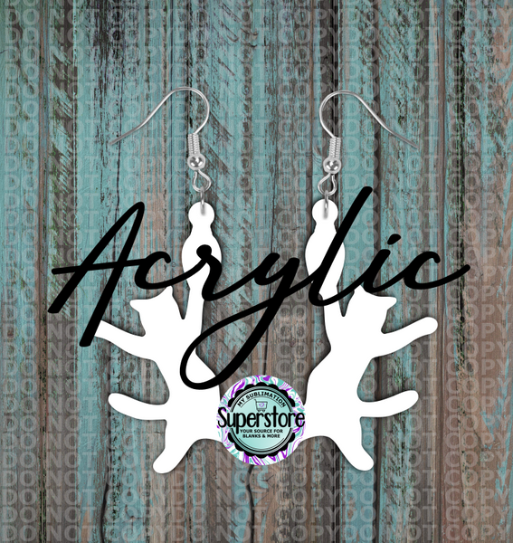 Clear Acrylic - Cat with bulb -  Earrings -  5 & 10 pairs   2 inch size only - Sublimation Acrylic