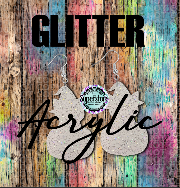 Glitter Acrylic Cat In Pumpkin -  Earrings - 5 & 10 pairs 1.5 & 2 inch size - Sublimation Acrylic