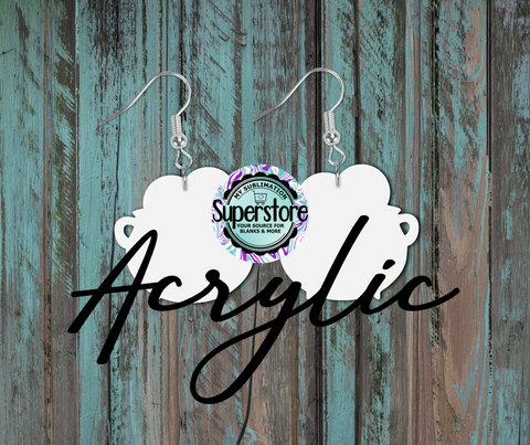 Clear Acrylic Cauldron -  Earrings -  5 & 10 pairs 1.5 & 2 inch size - Sublimation Acrylic