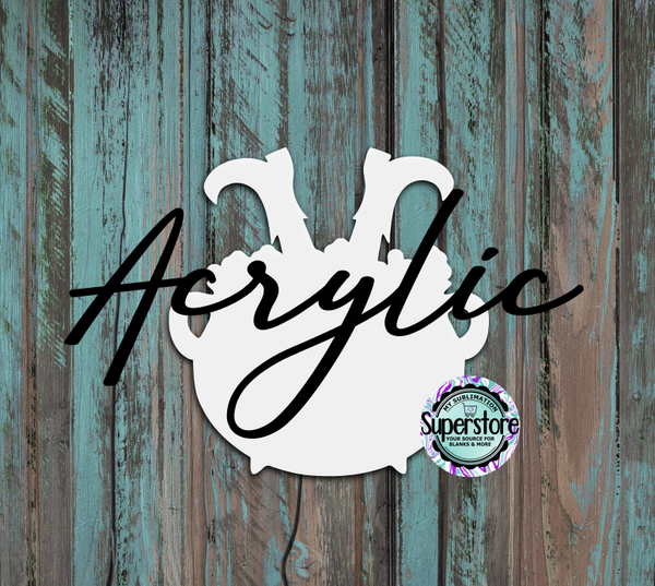 Clear Acrylic - Witch Leg Cauldron -  With or Without Hole  - Sublimation Acrylic