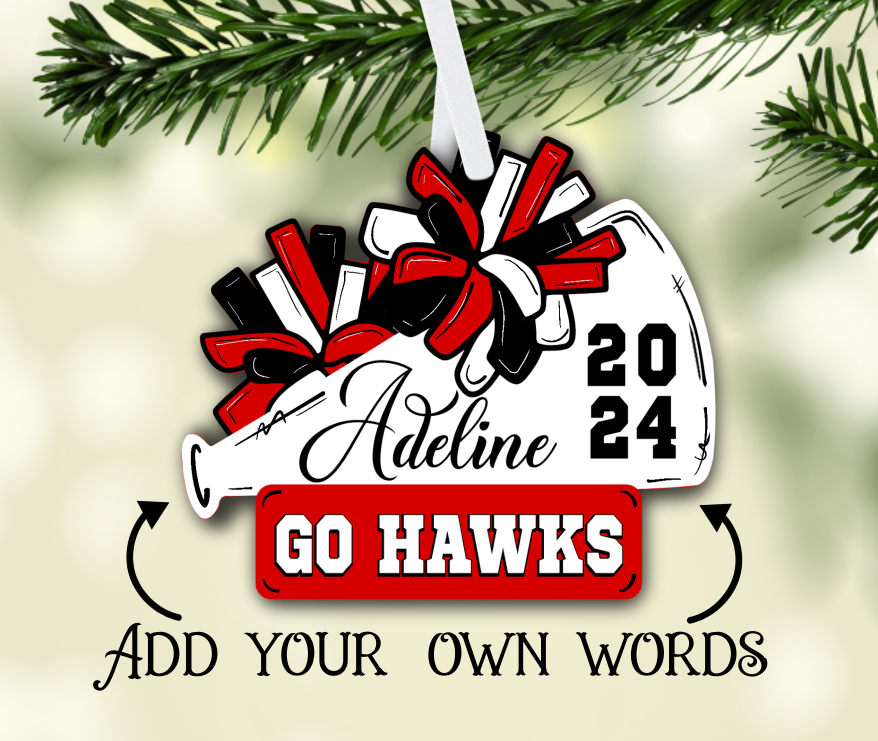 Digital Download - Cheer red - black and white design - for our sublimation blanks