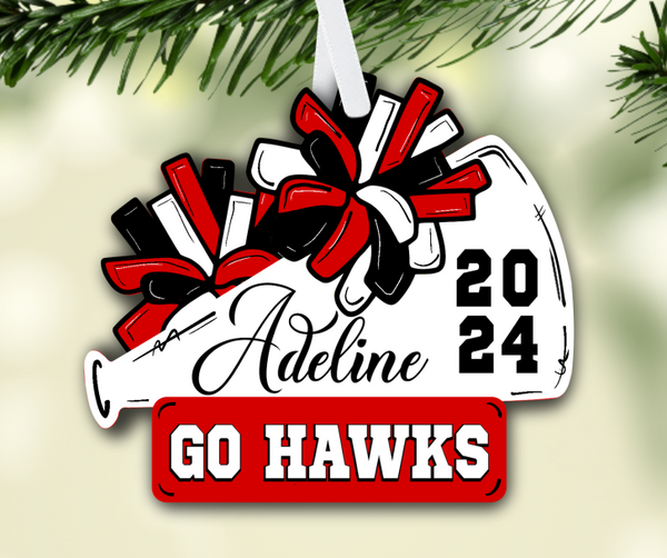 Clear Acrylic - Cheer Ornament -  With or Without Hole  - Sublimation Acrylic