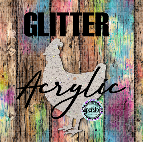 GLITTER Acrylic Santa Hat Chicken -  With or Without Hole  - Sublimation Acrylic