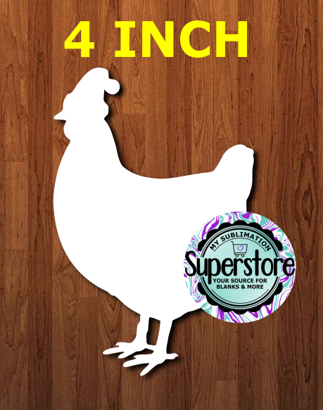 4 inch Santa Hat Chicken - MDF Sublimation Blank