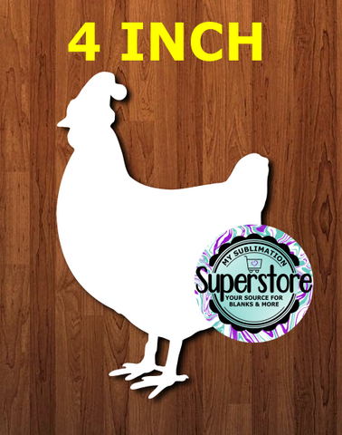 4 inch Santa Hat Chicken - MDF Sublimation Blank