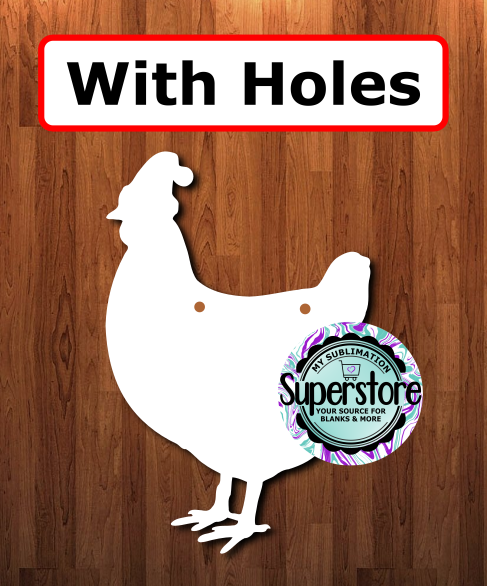 Santa Hat Chicken - WITH holes - Sublimation Blank MDF