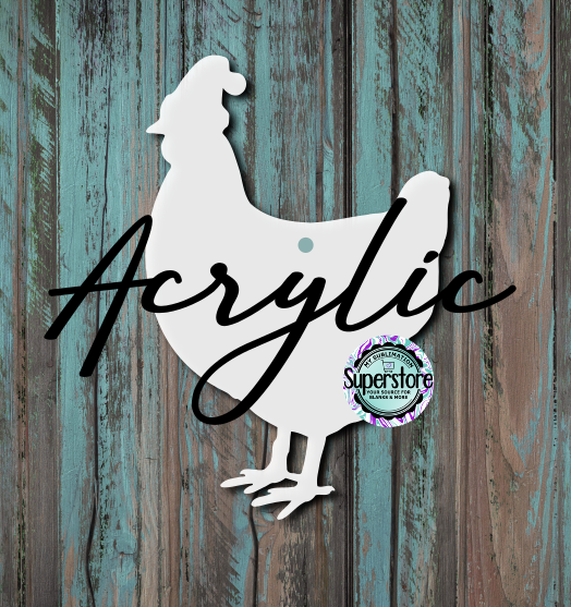 Clear Acrylic - Santa Hat Chicken -  With or Without Hole  - Sublimation Acrylic