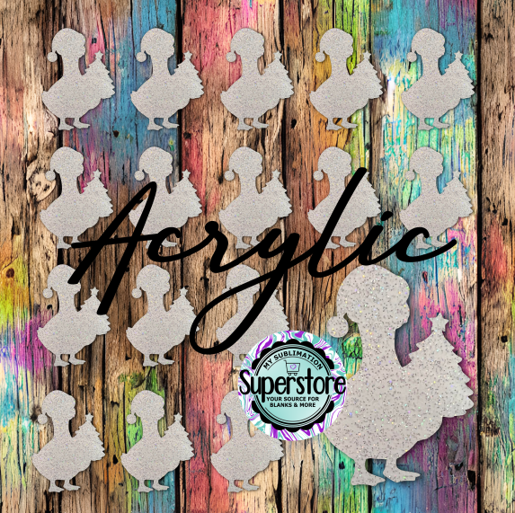Glitter - Christmas Tree Goose - Badge Reels - 10 or 20 count 1.5 & 2 inch size - Sublimation Acrylic