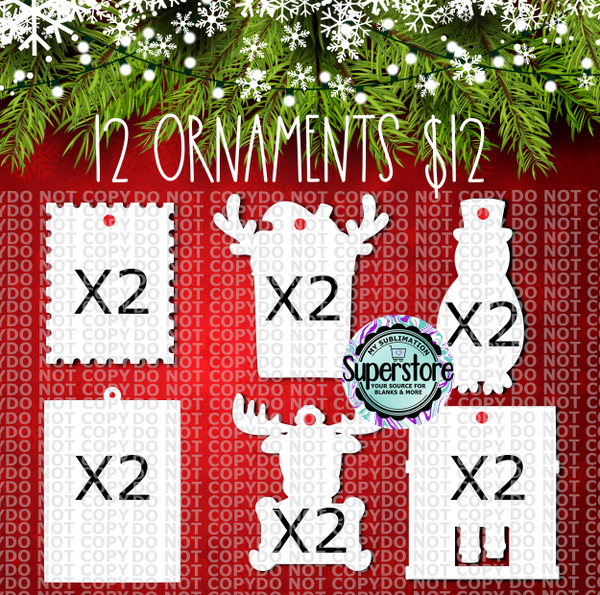 12 Ornaments MDF size 3 inch for $12