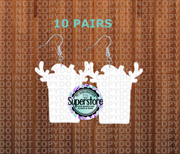Deer Coffee  earrings - BULK PURCHASE 5 or 10pair - 1.5 inch or 2 inch - MDF Sublimation Blanks