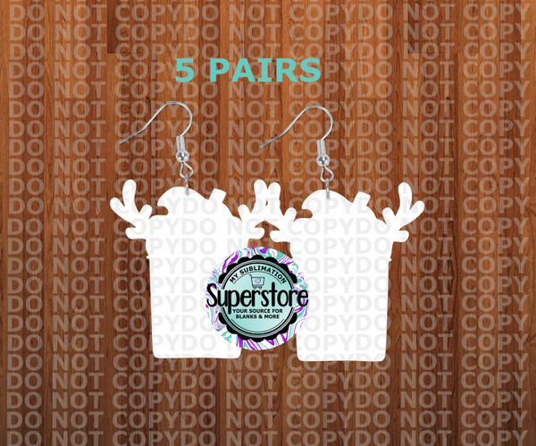 Deer Coffee  earrings - BULK PURCHASE 5 or 10pair - 1.5 inch or 2 inch - MDF Sublimation Blanks