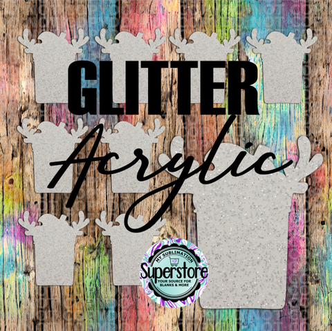 GLITTER - Acrylic Deer Coffee - 10 or 20 count 1.5 & 2 inch size - Sublimation Acrylic