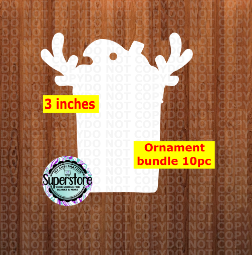 Deer Coffee - WITH HOLE - ornament bundle price - MDF sublimation blanks