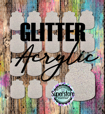 Glitter Acrylic Jar - Badge Reels - 10 or 20 count 1.5 & 2 inch size - Sublimation Acrylic