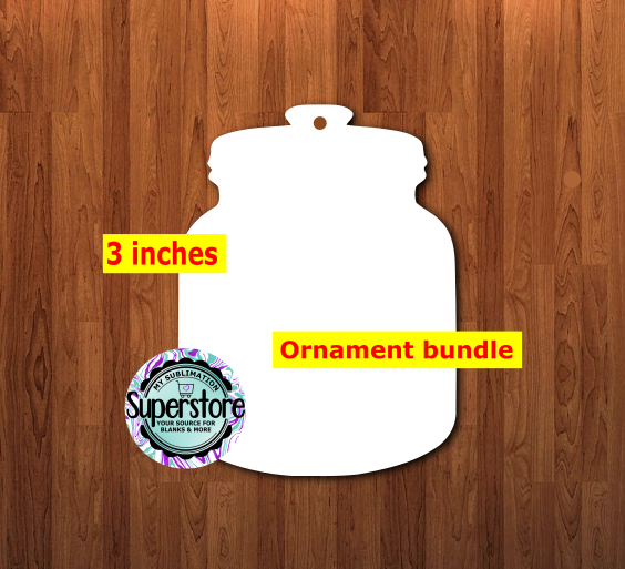 Jar ornament - With Hole or NO HOLE Bundle - ornament bundle price - MDF sublimation blank