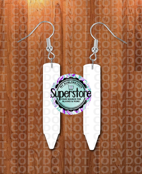 Crayon earrings 2 sizes  1.5 / 2 inch -  BULK PURCHASE 10pair - Single sided MDF