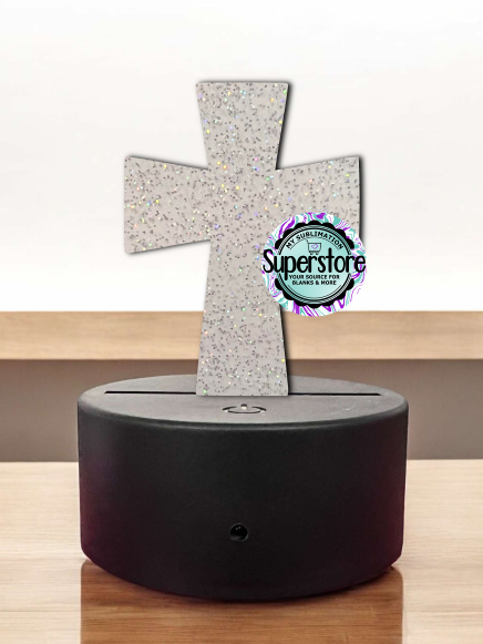 GLITTER Acrylic Cross Light Base Blank  - Sublimation Acrylic