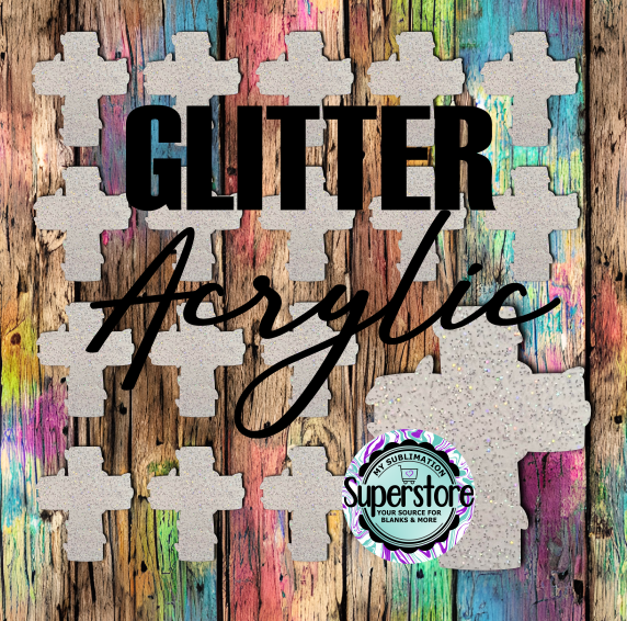 Glitter Acrylic Cross with lights - 10 or 20 count 1.5 & 2 inch size - Sublimation Acrylic