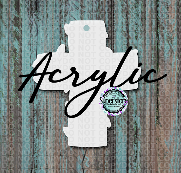 Clear Acrylic - Cross with lights -  With or Without Hole  - Sublimation Acrylic