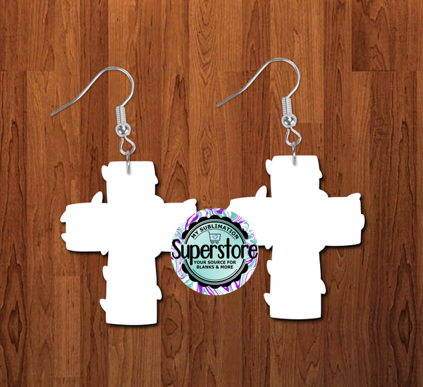 Cross with lights earrings size 1 inch, 1.5 inch or 2 inch MDF - BULK PURCHASE 10pair
