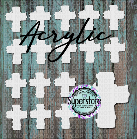 Acrylic Cross with lights - 10 or 20 count 1.5 & 2 inch size - Sublimation Acrylic